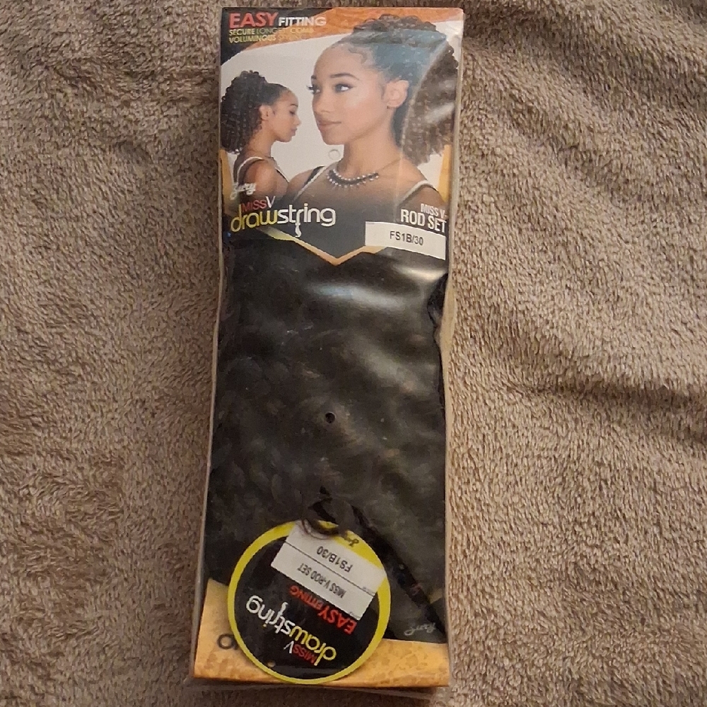 Drawstring Black Hair Extension (Miss V Rod Set; FS1B/30)